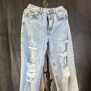 Empyre Light Blue Distressed Wide Leg Jeans